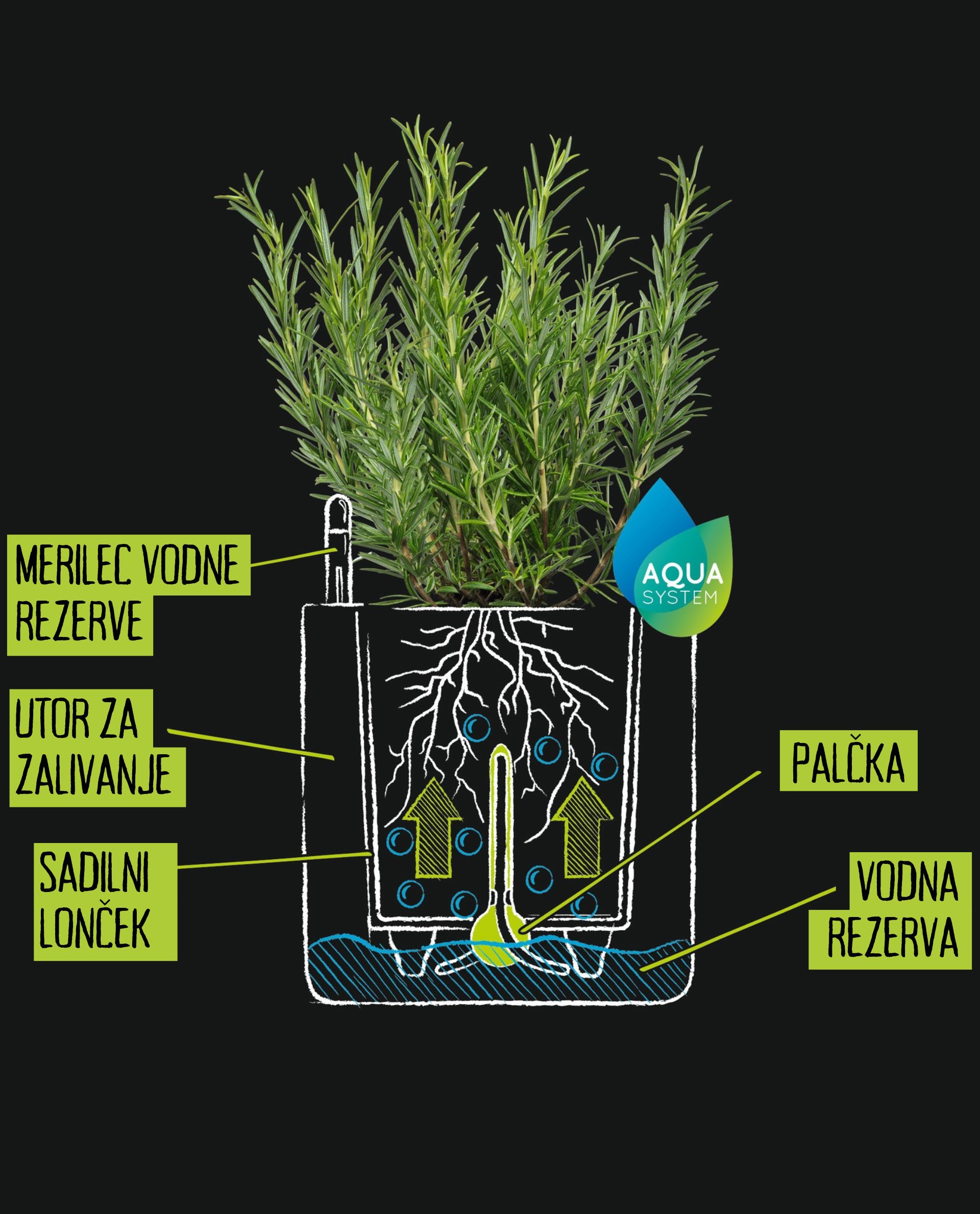 Sistem vodne rezerve s palčko